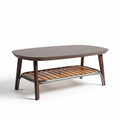 Wooden coffee table with metal frame and slatted lower shelf 120 x 60 x 40cm
