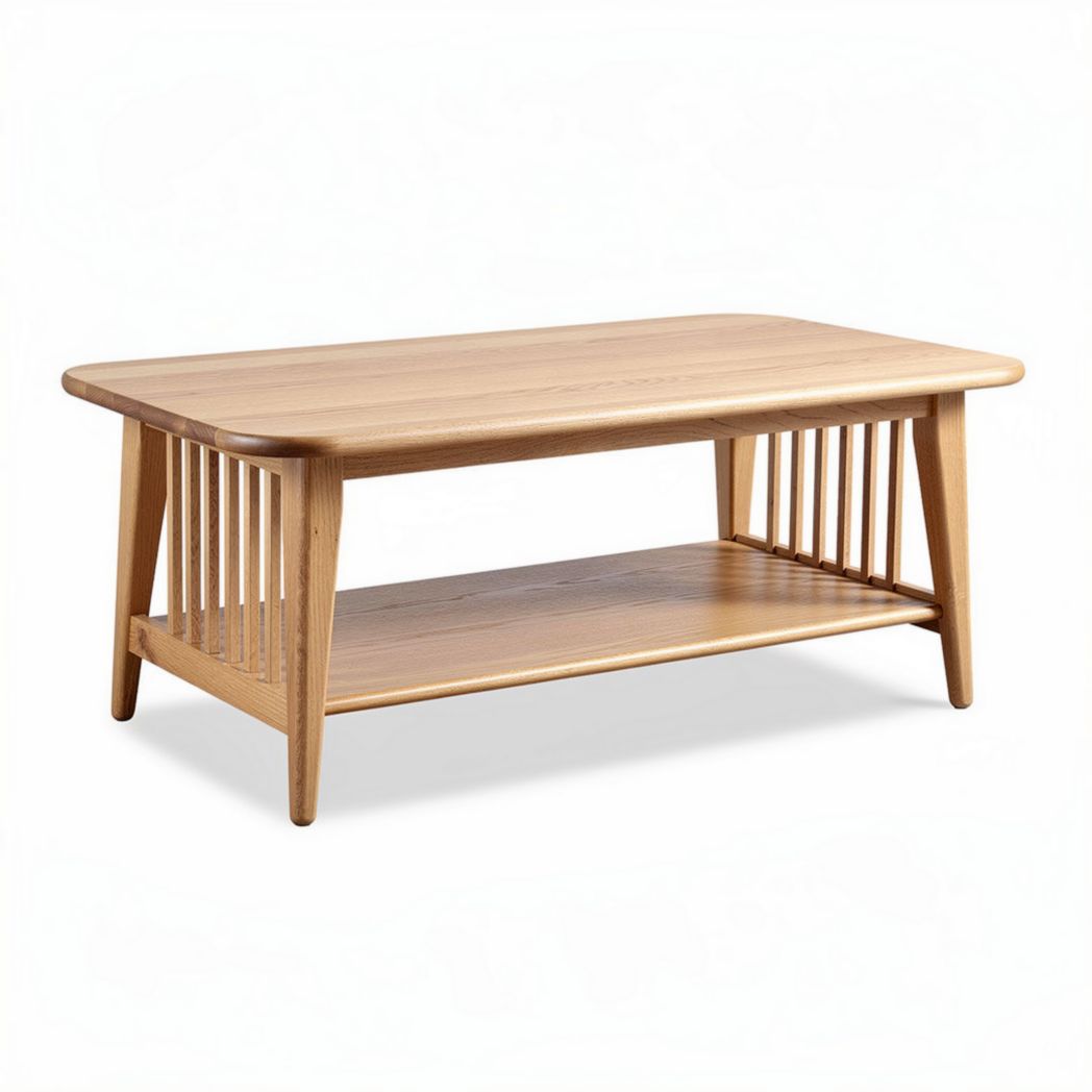 Wooden coffee table with open shelf 120 x 60 x 45cm natural finish