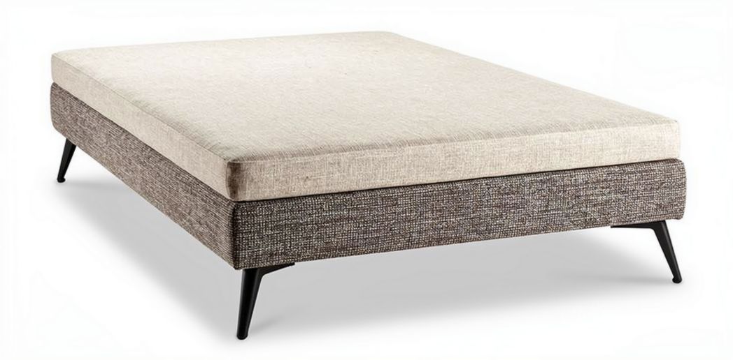 Upholstered platform bed frame with fabric finish and metal legs 180 x 200 x 25cm