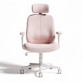 Ergonomic office chair with adjustable headrest and pink textured fabric 65 x 60 x 110cm