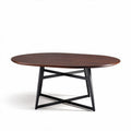 Wooden oval coffee table with black metal legs 150 x 90 x 75cm