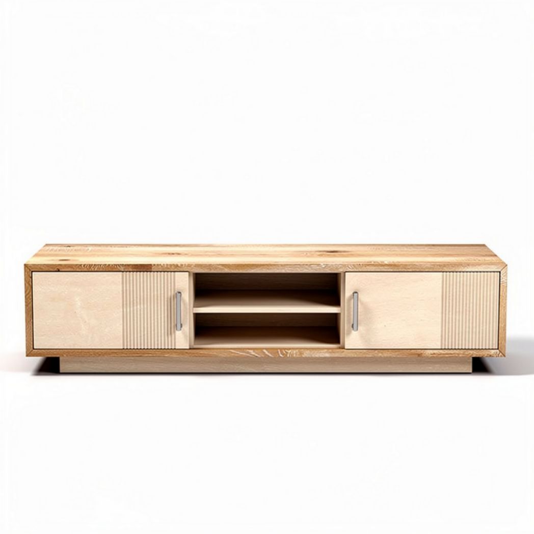 Wooden media console for living room storage with two cabinets 160 x 40 x 50cm