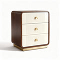 3-drawer nightstand with wood finish and cream panels 50 x 40 x 60cm