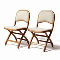 Folding chairs with linen seat upholstery and wooden frame 45 x 40 x 80cm