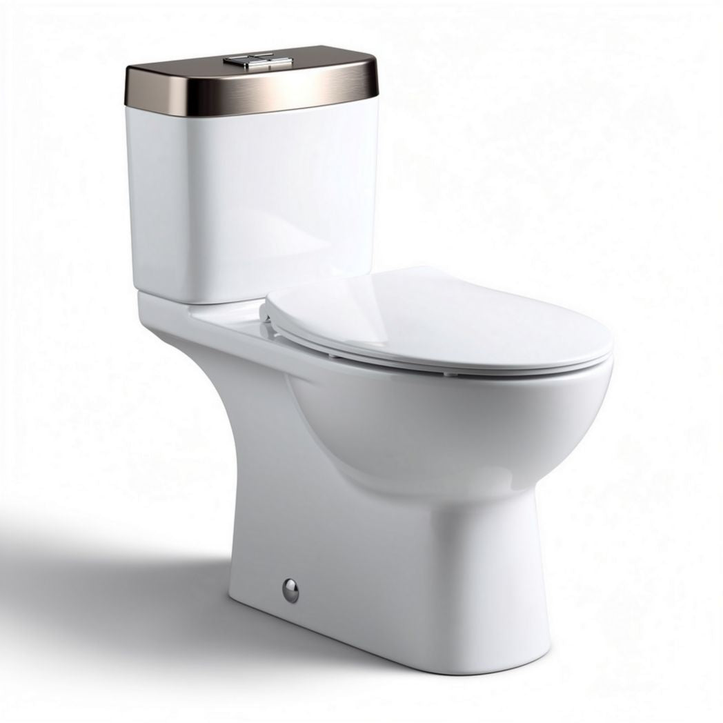 One-piece toilet with soft close seat and dual flush system in white 70 x 40 x 80cm