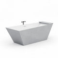 Freestanding geometric bathtube in white stone finish 180 x 80 x 60cm