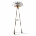 Geometric floor lamp with metallic base and white shade 30 x 30 x 120cm